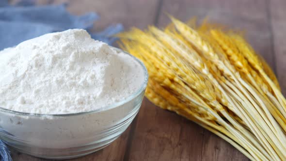 Wheat Flour in a Bowl on Table