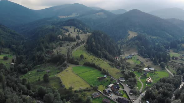 Panoramic Landscape of Carpathian Countryside