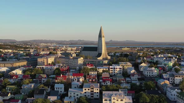 Reykjavik, Iceland Aerial Pull Back