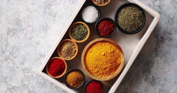 Arrangement of Spices in Tray