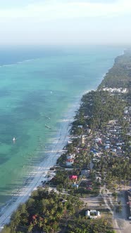 Tanzania  Vertical Video of the Ocean Near the Coast of Zanzibar Slow Motion