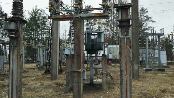 an Old Power Plant with Rusty Wires, Structures