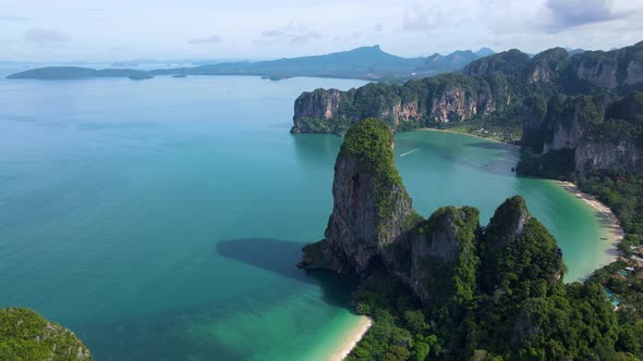 Railay Beach Krabi Thailand Tropical Beach of Railay Krabi Drone Aerial View of Panoramic View of