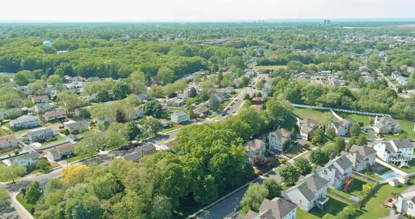 Aerial View of Residential Quarters at Beautiful Town Urban Landscape the East Brunswick New Jersey