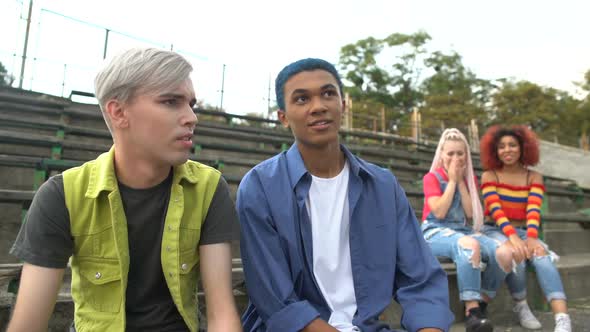 College Students Mocking Male Classmates With Colored Hair, Teenage Bullying