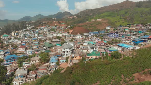 Aerial View Residential Districts Vatanappally and New Colonny City Munnar