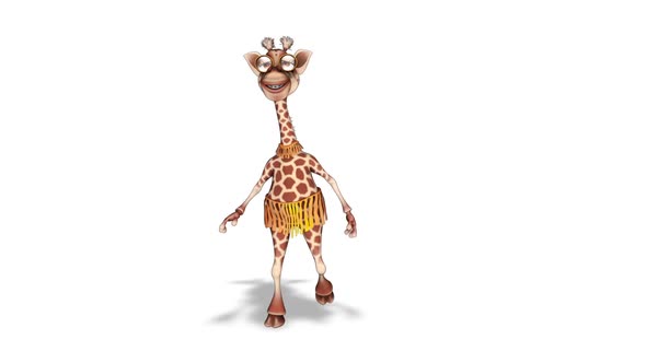 Cartoon 3D Giraffe Dance  Looped on White