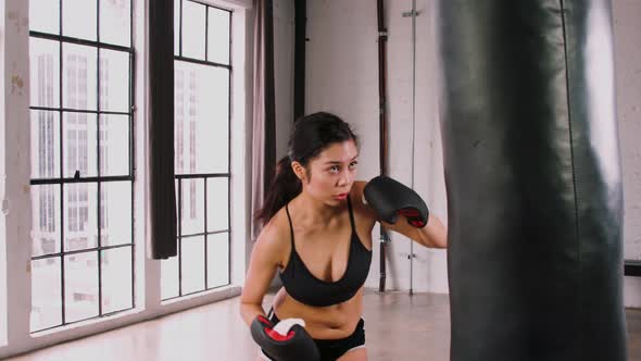 Athletic Woman Workout Boxing Slow-Motion