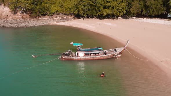 Aerial Footage of Koh Nok, Island in the Andaman Sea Between Phuket and Krabi Thailand