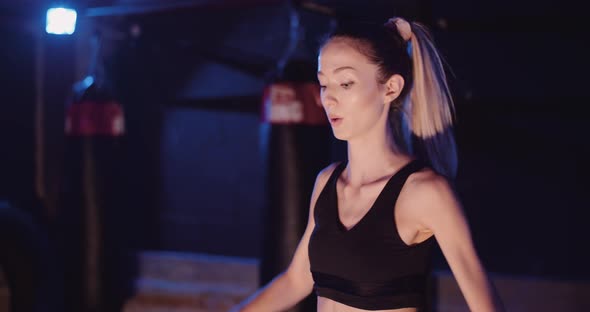 Determined Woman Doing Workout At Gym