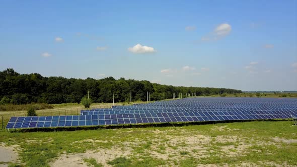 Solar Panels In The Field. Station alternative energy from solar panels