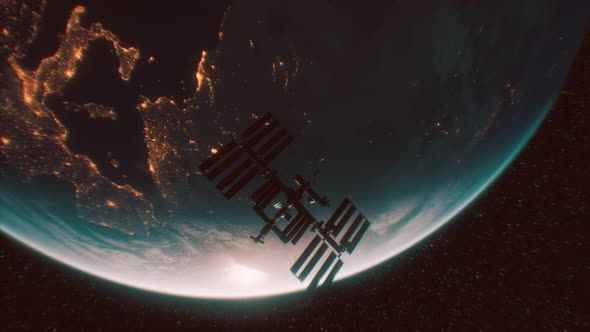 International Space Station in Outer Space Over the Planet Earth Orbit alt