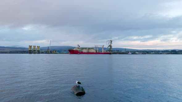 Pipe Laying Ship Docked at Port