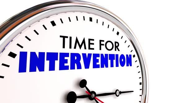 Time For Intervention Action Needed Now Intervene Clock 3d Animation