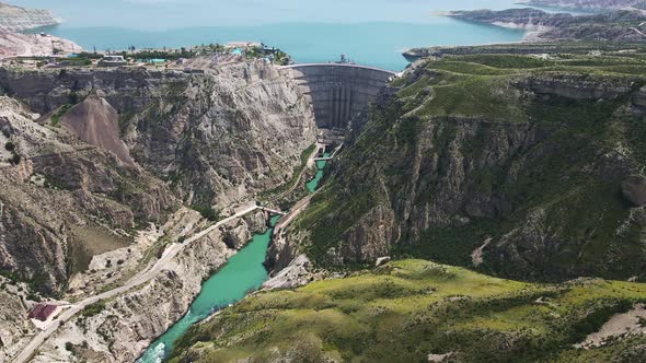 Chirkeyskaya Hydroelectric Power Station on the Sulak River in Dagestan