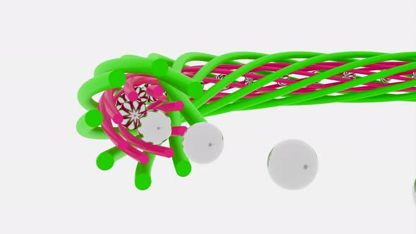 3D animation of balls moving in spiral