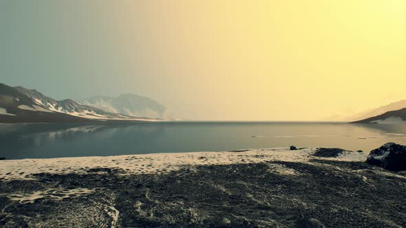 Coastline of Antarctica with Stones and Ice