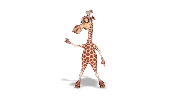 Cartoon 3D Giraffe Dance  Looped on White