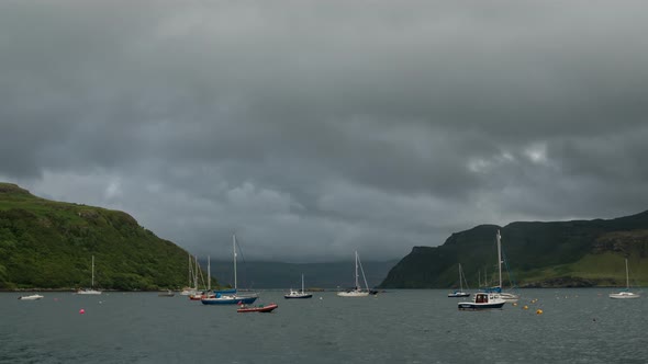 Timelapse of boats floating in a harbor