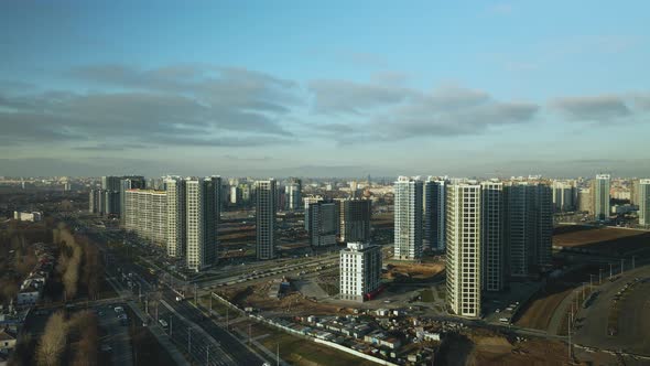 Construction site. Construction of modern multi-storey buildings