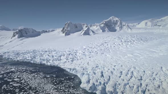 Antarctica Glacier Coast Mountain Landscape Aerial