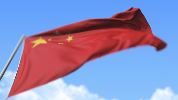 Flying National Flag of China