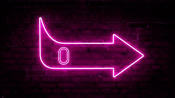Glowing Neon Pink Open Sign Arrow