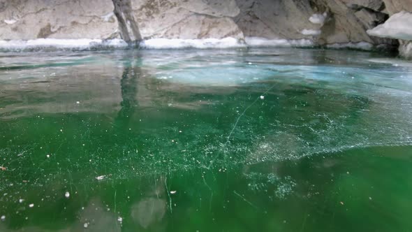 Ice Cave on Baikal Lake in Winter