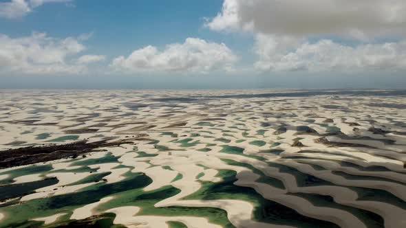 Brazilian landmark rainwater lakes and sand dunes. Lencois Maranhenses Brazil.