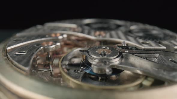 Macro Shot of the Internal Parts of Antique Pocket Watch