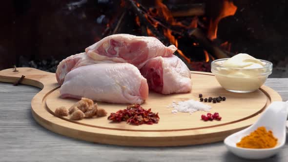 Ingredients for Preparation of Grilled Chicken Legs with Mayonnaise and Peppers