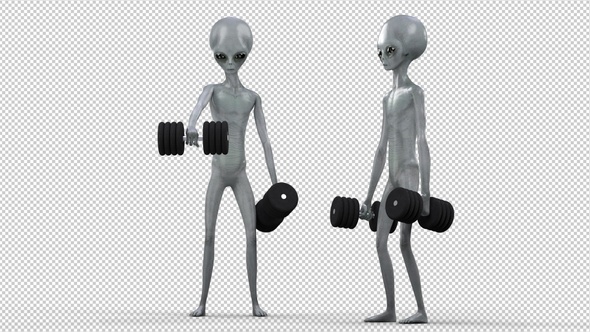 Alien Doing Front Dumbbell Raise Exercise alt