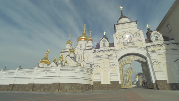 Gate and church at Pochaev Monastery