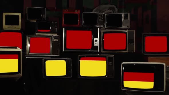 Flag of Germany and a Retro TV Wall.