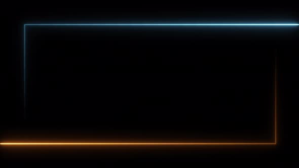 Neon versus announcement border with orange and blue colors on a black background