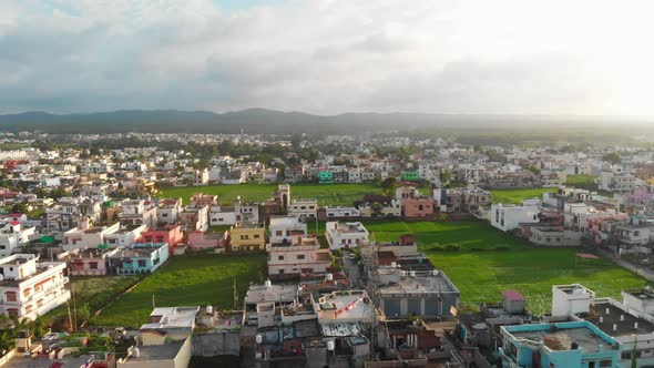 Aerial View Of Dehradun City Uttarakhand, Indian City Drone Shot, 4k