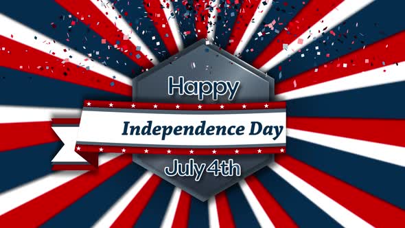 Animation of text Happy July 4th on silver rectangle with text Independence Day 