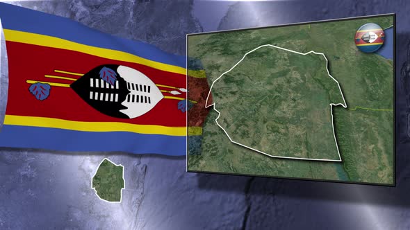 Swaziland Flag And Map Animation