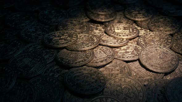 Torch Lights Up Pile Of Gold Coins alt