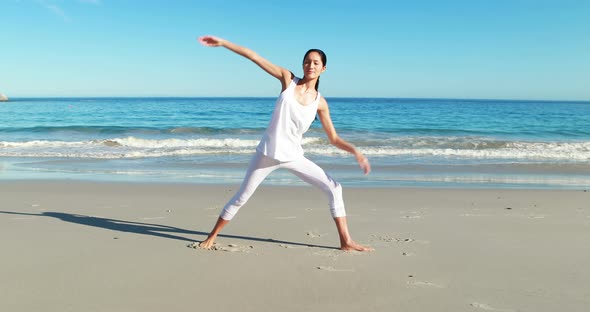 Woman performing stretching exercise