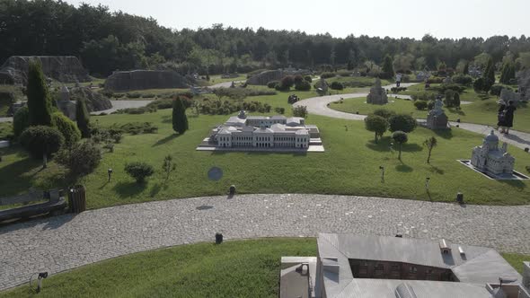 Flying over beautiful park "Georgia in Miniatures"