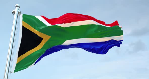 South Africa Flag Waving  Loop  4K 