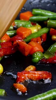 Roasting Traditional Mexican Vegetables Mix Corn Red Bell Pepper Green Beans Green Peas