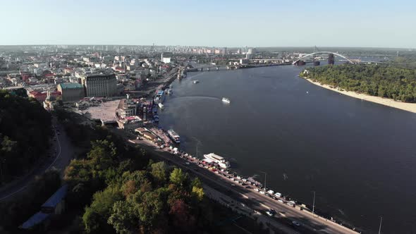 Dnipro River. Kyiv. Ukraine. Aerial View