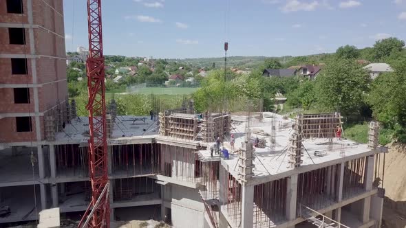 Much Closer View of a Construction Site on a Green Background