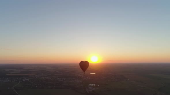 Hot Air Balloon Shape Heart in Sky