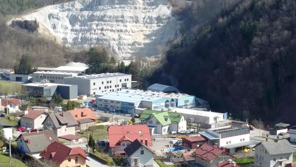 Slovenian Village with Residential and Office Buildings, Aerial Establishing