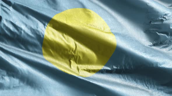 Palau textile flag waving on the wind. 10 seconds loop.