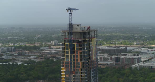 Drone view of building under construction in Houston