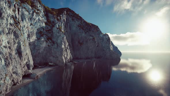 Near the Limestone Cliffs in the Ocean